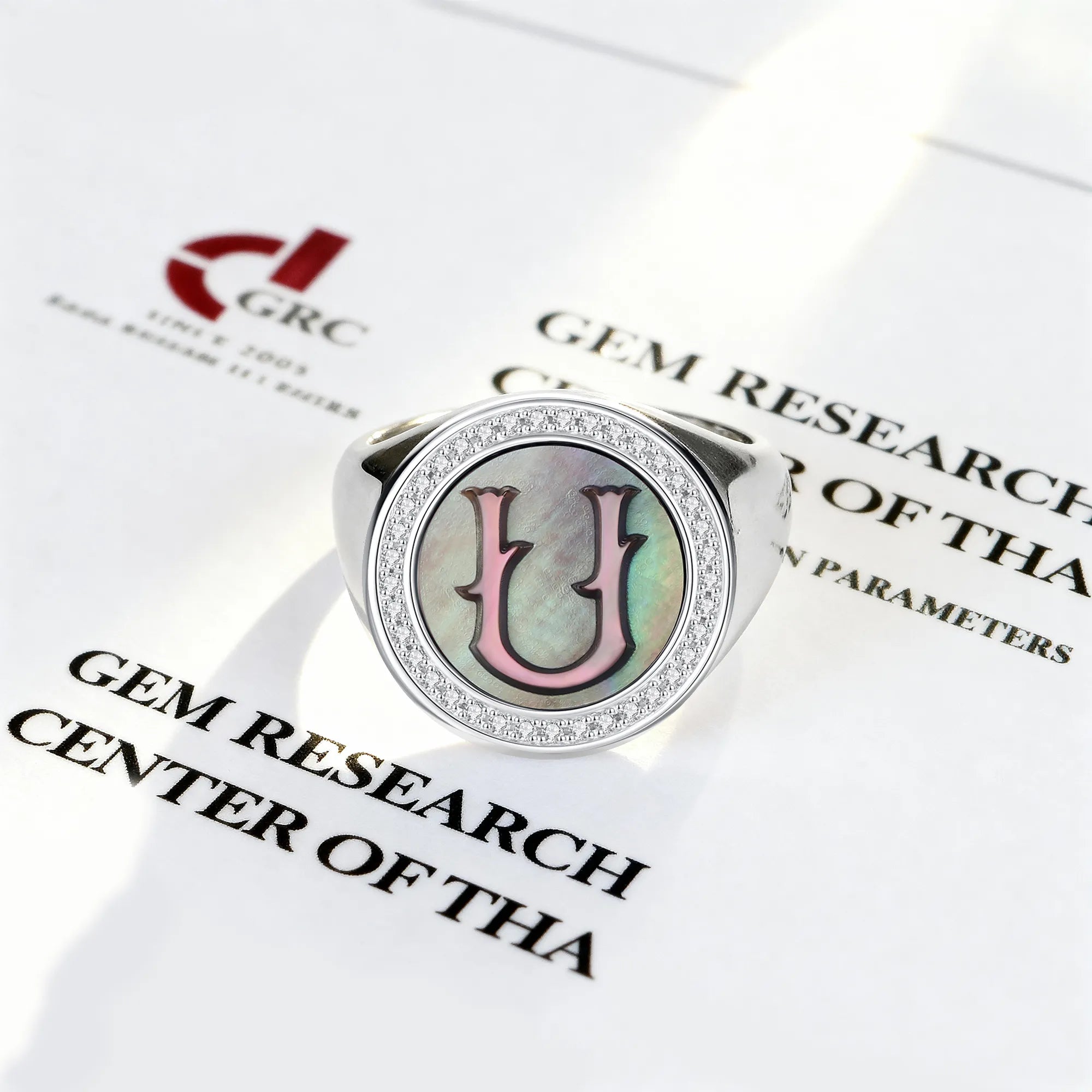 Custom Vintage Signet Alphabet Ring丨Initial U