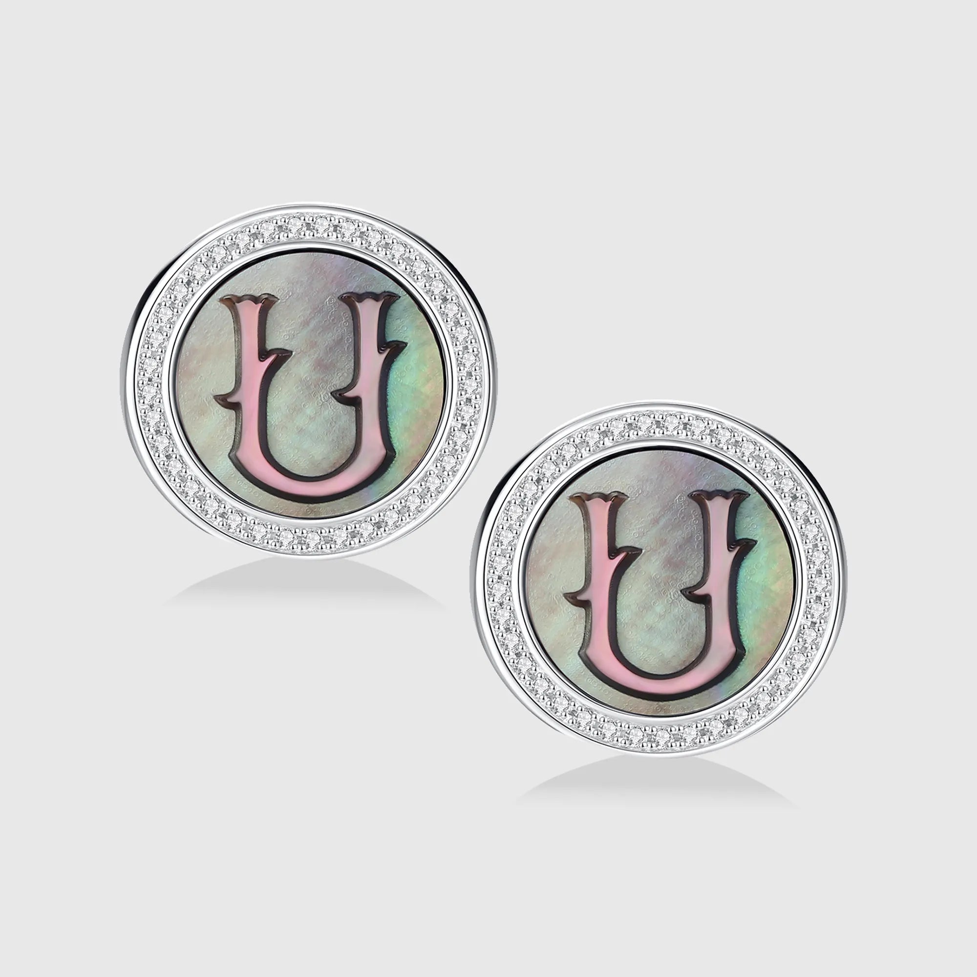 Initial U Stud Earring – Silver & Mother of Pearl