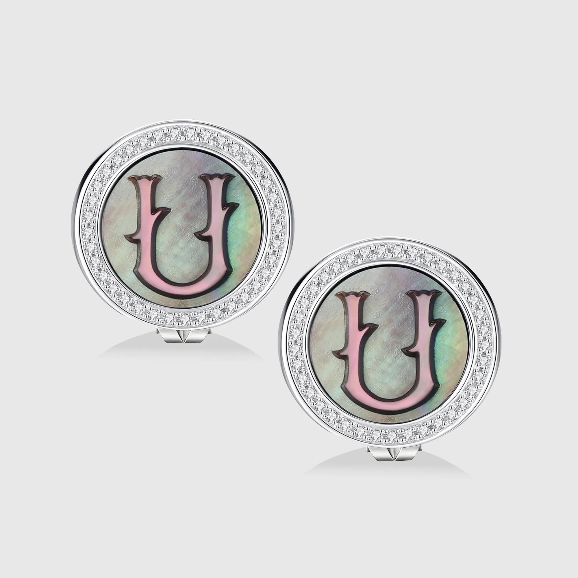 Initial U Stud Earring – Silver & Mother of Pearl