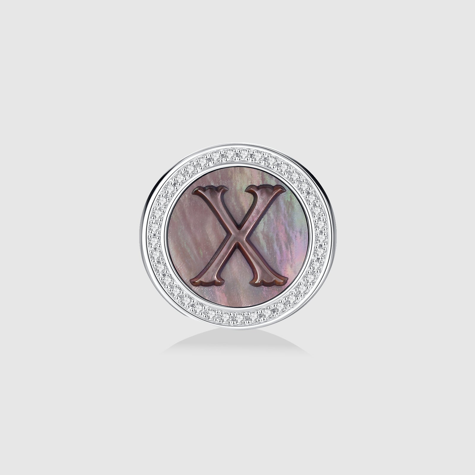 Initial X Stud Earring – Silver & Mother of Pearl