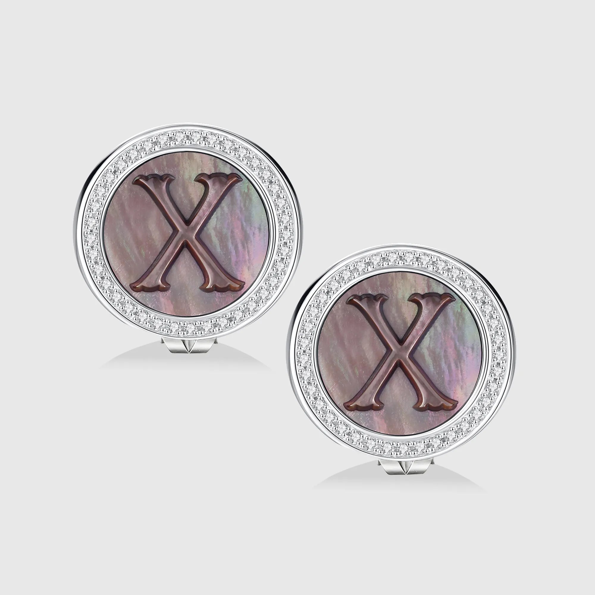 Initial X Stud Earring – Silver & Mother of Pearl