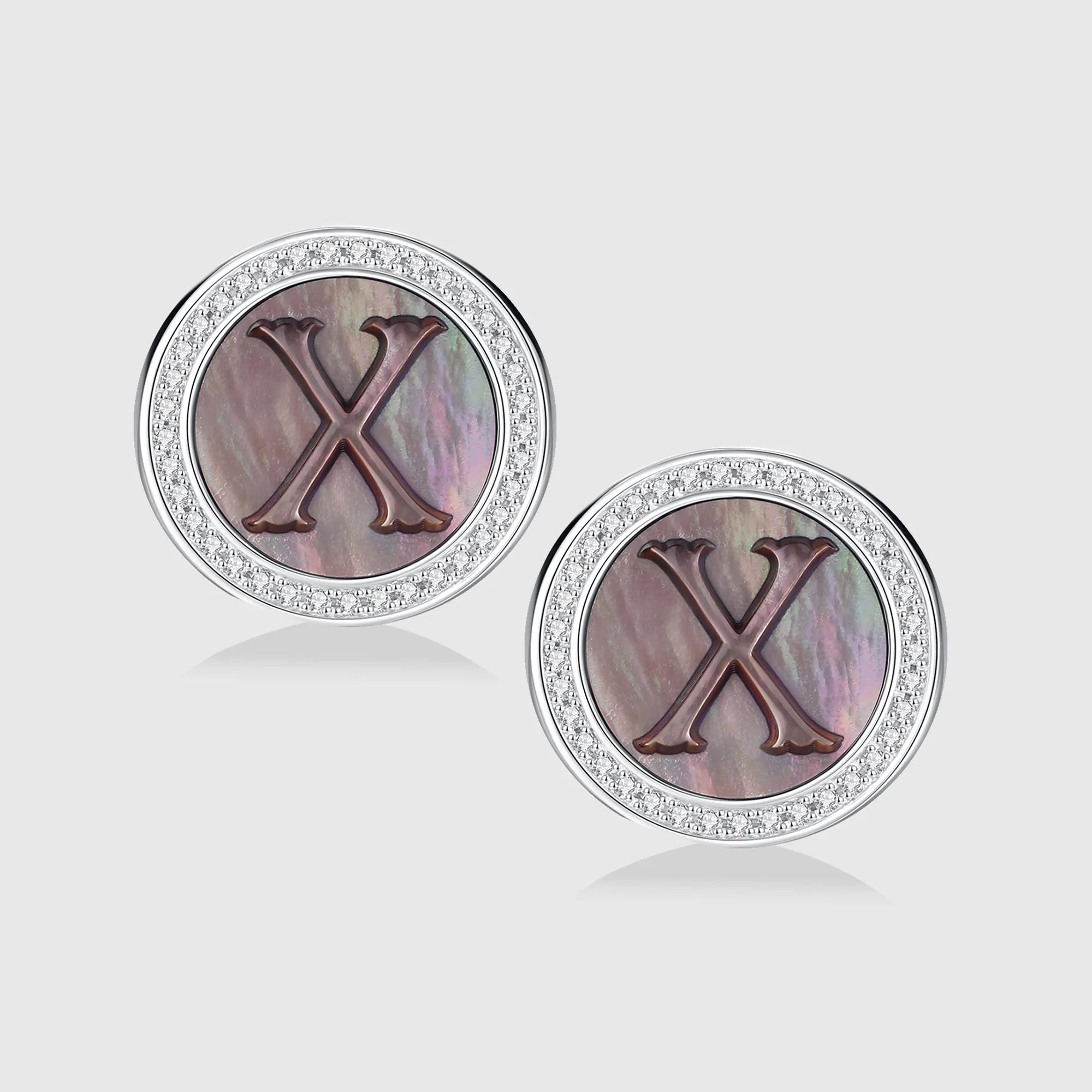 Initial X Stud Earring – Silver & Mother of Pearl