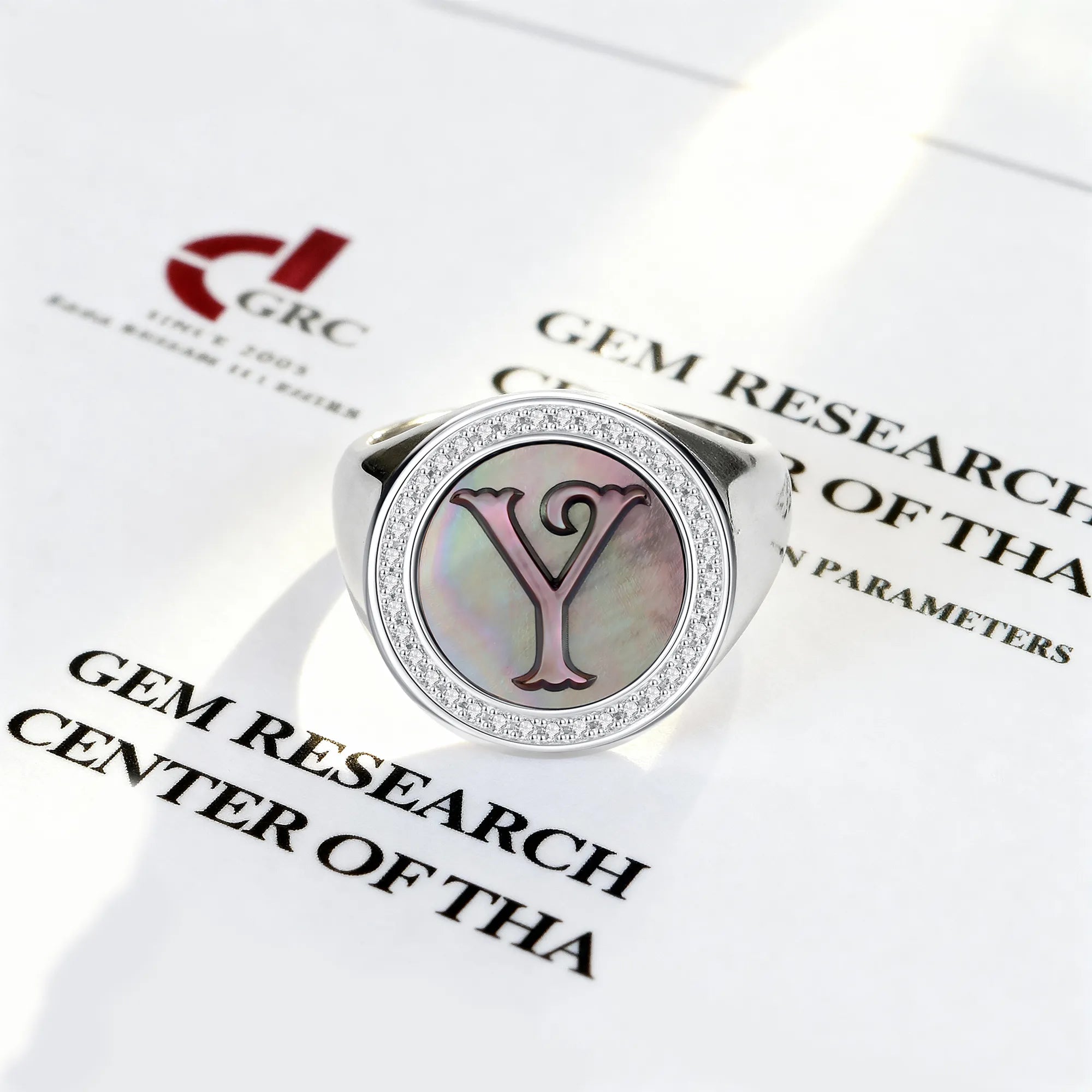 Custom Vintage Signet Alphabet Ring丨Initial Y