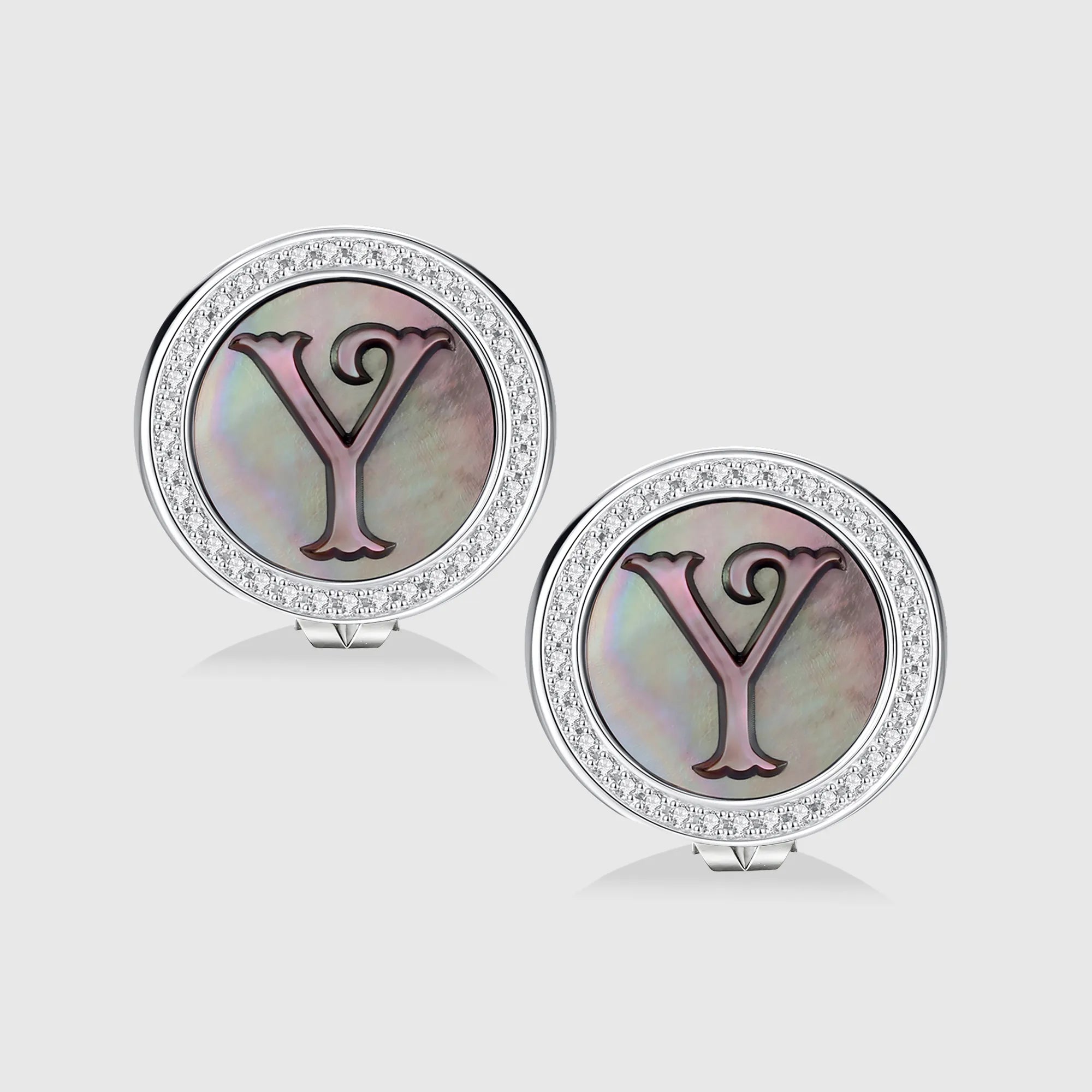 Initial Y Stud Earring – Silver & Mother of Pearl