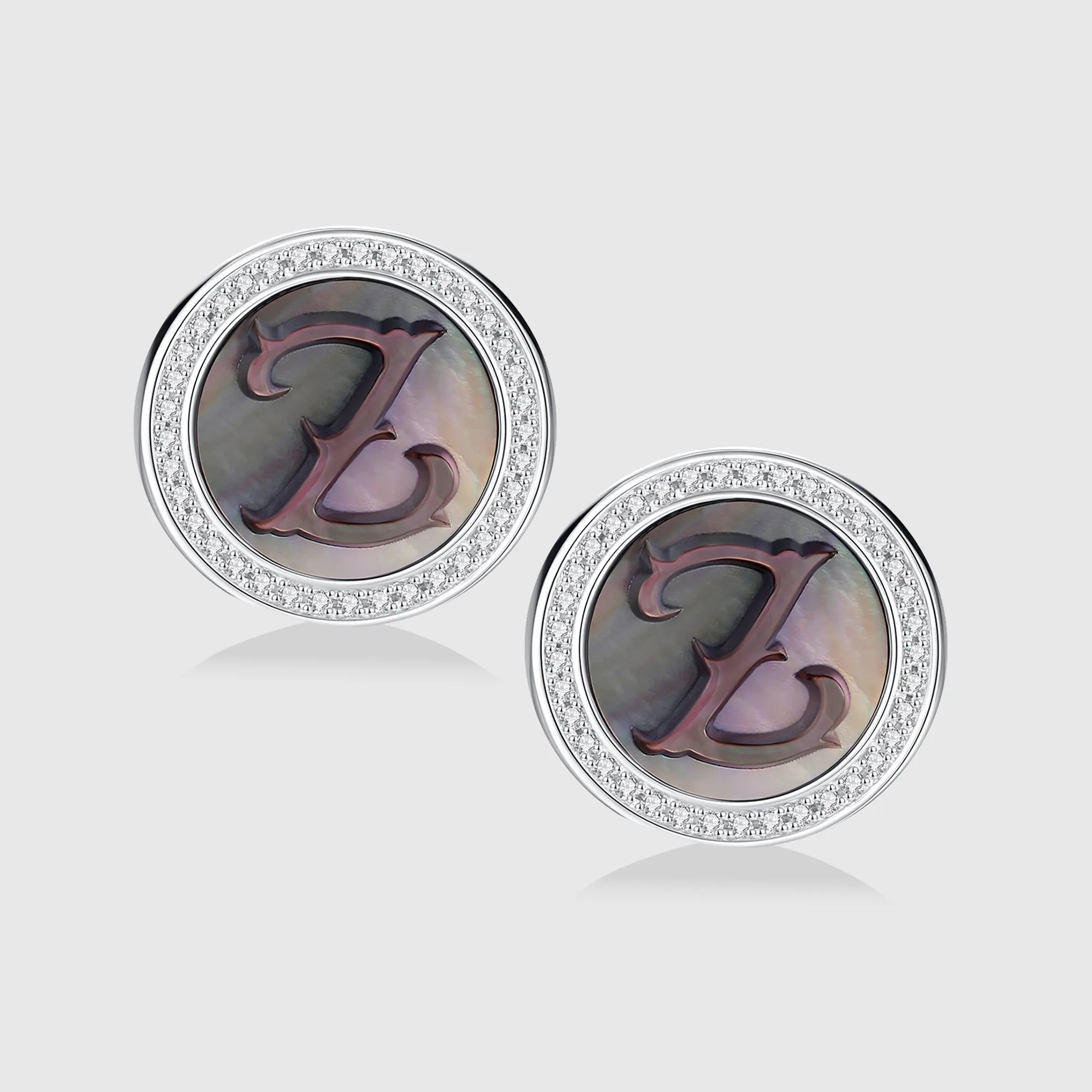 Initial Z Stud Earring – Silver & Mother of Pearl