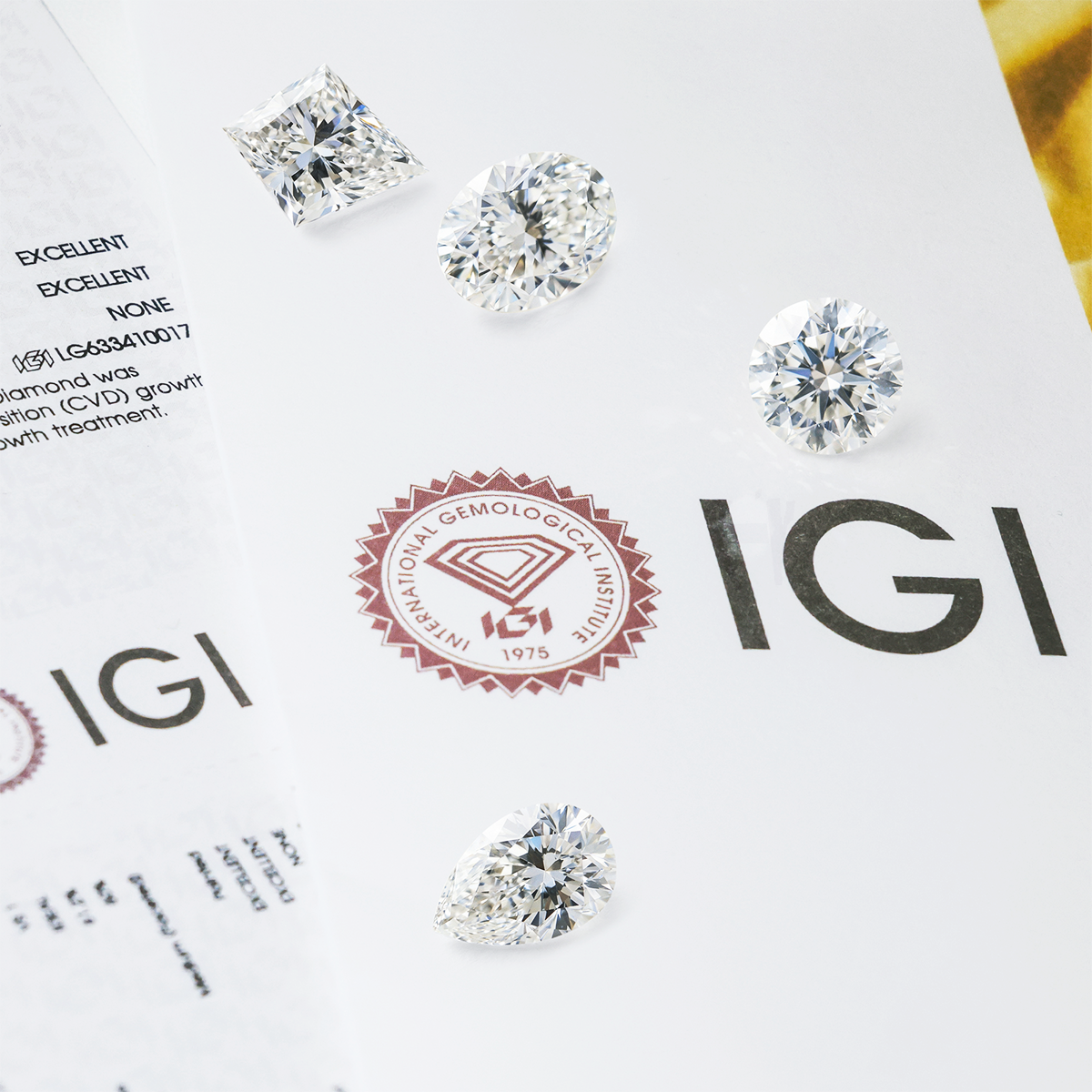 IGI certificate reference for Brilliant Carats lab-grown diamond jewelry.
