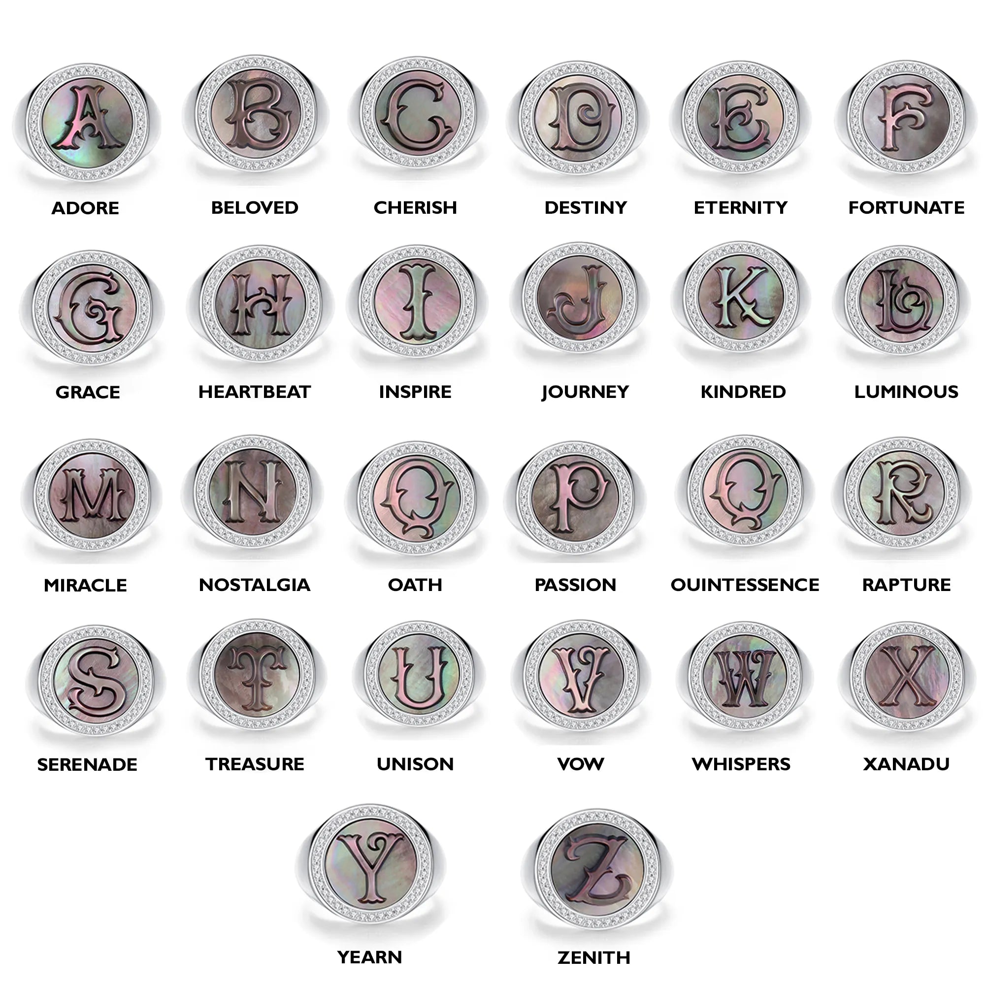 Initial Z Stud Earring – Silver & Mother of Pearl