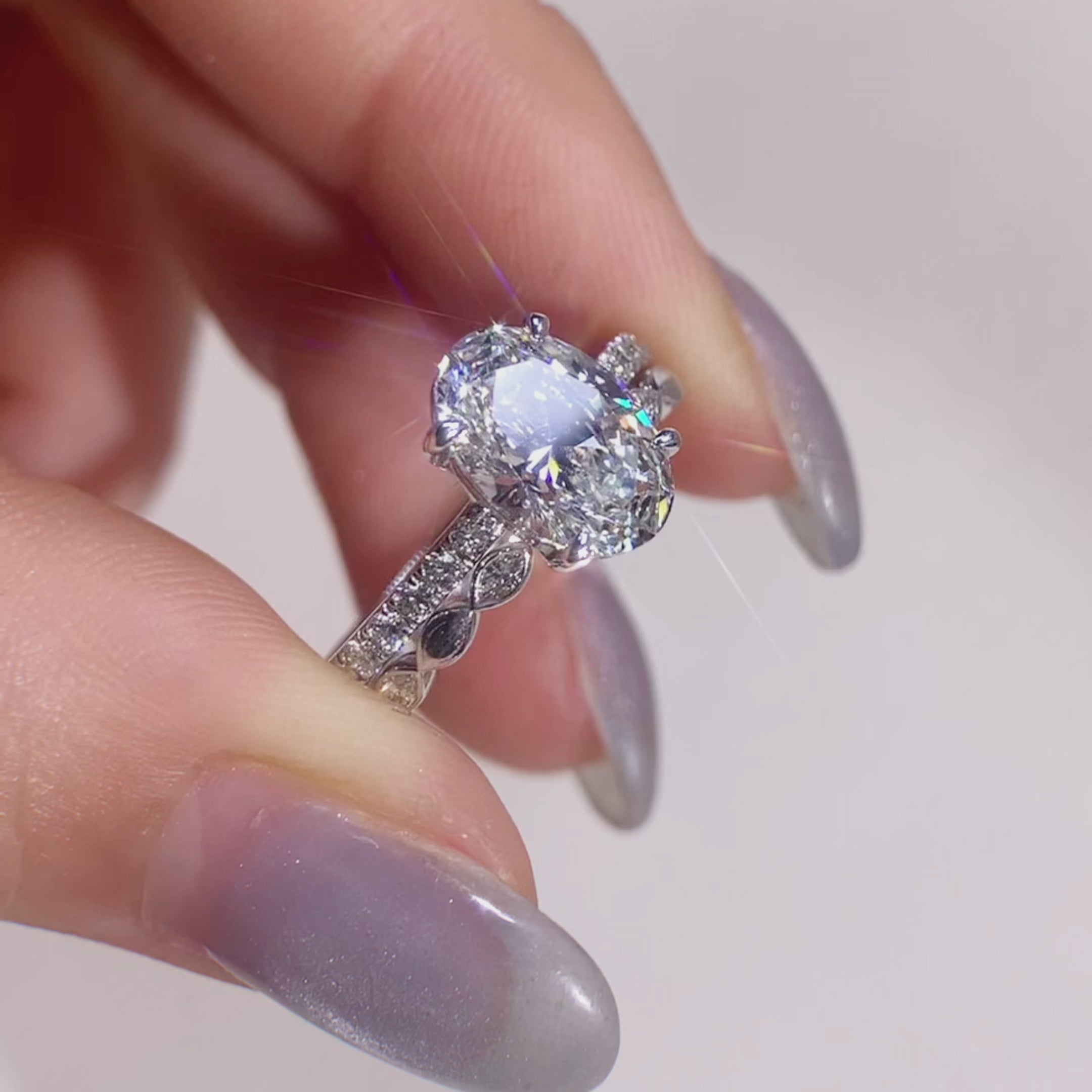 oval diamond with marquise diamond band 