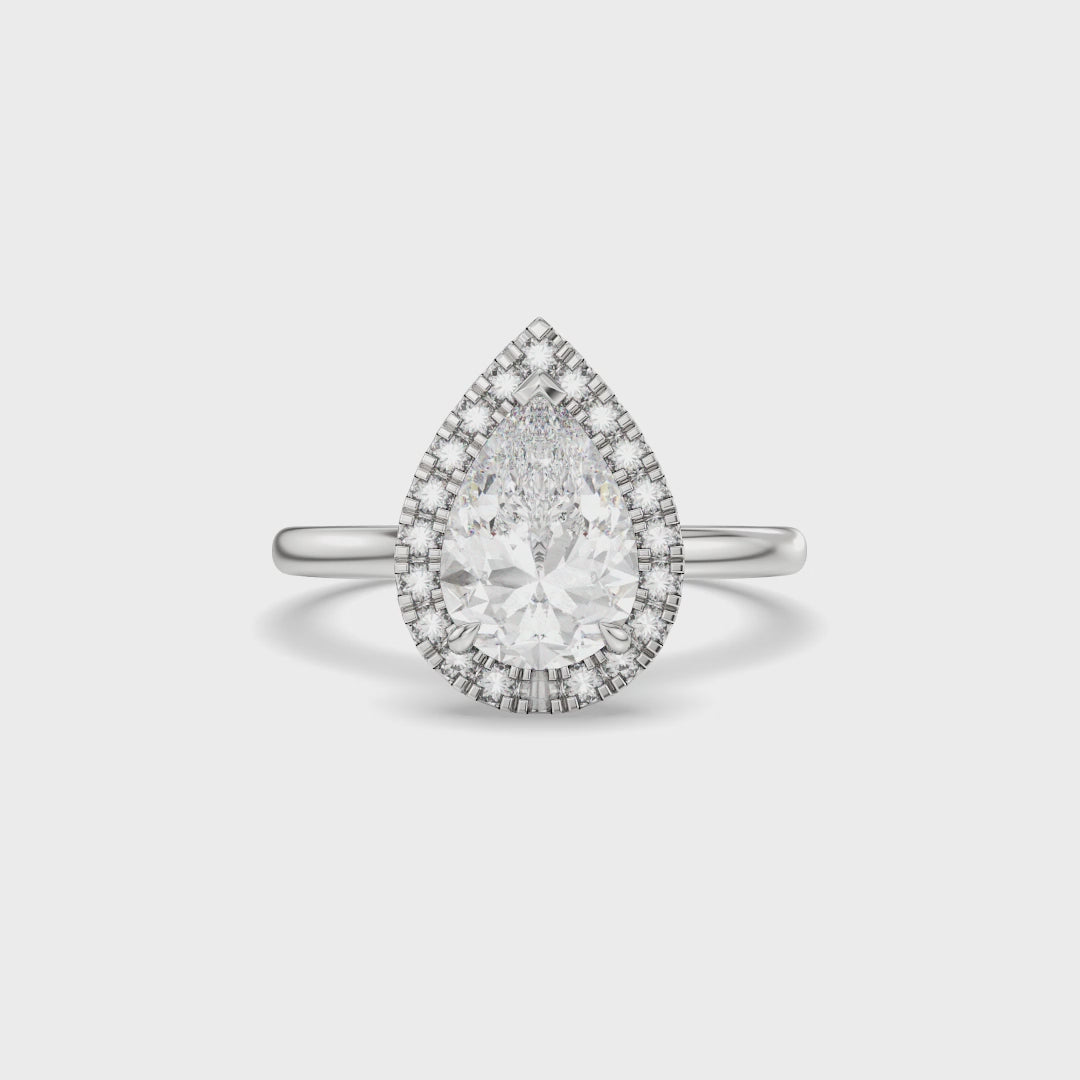 Pear Halo Lab Diamond Engagement Ring