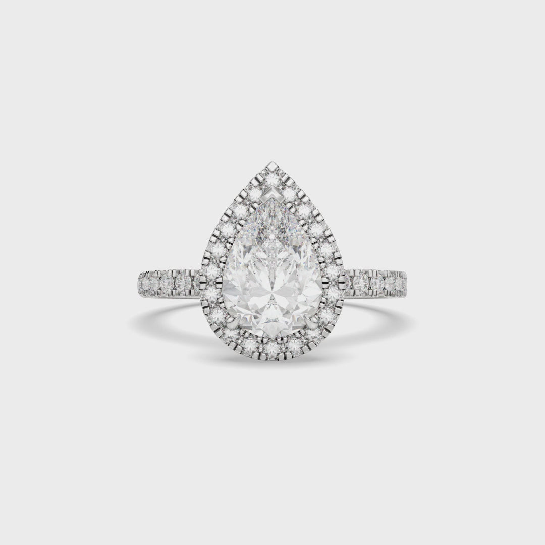 Pear Halo Pavé Band Lab Diamond Engagement Ring