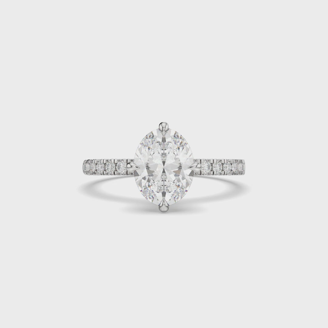 Oval Cut Lab-Grown Diamond Engagement Ring with Pavé Band