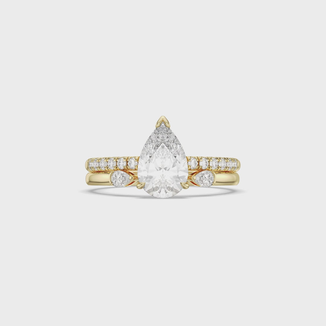 Pear Cut Engagement Ring with Diamond Band