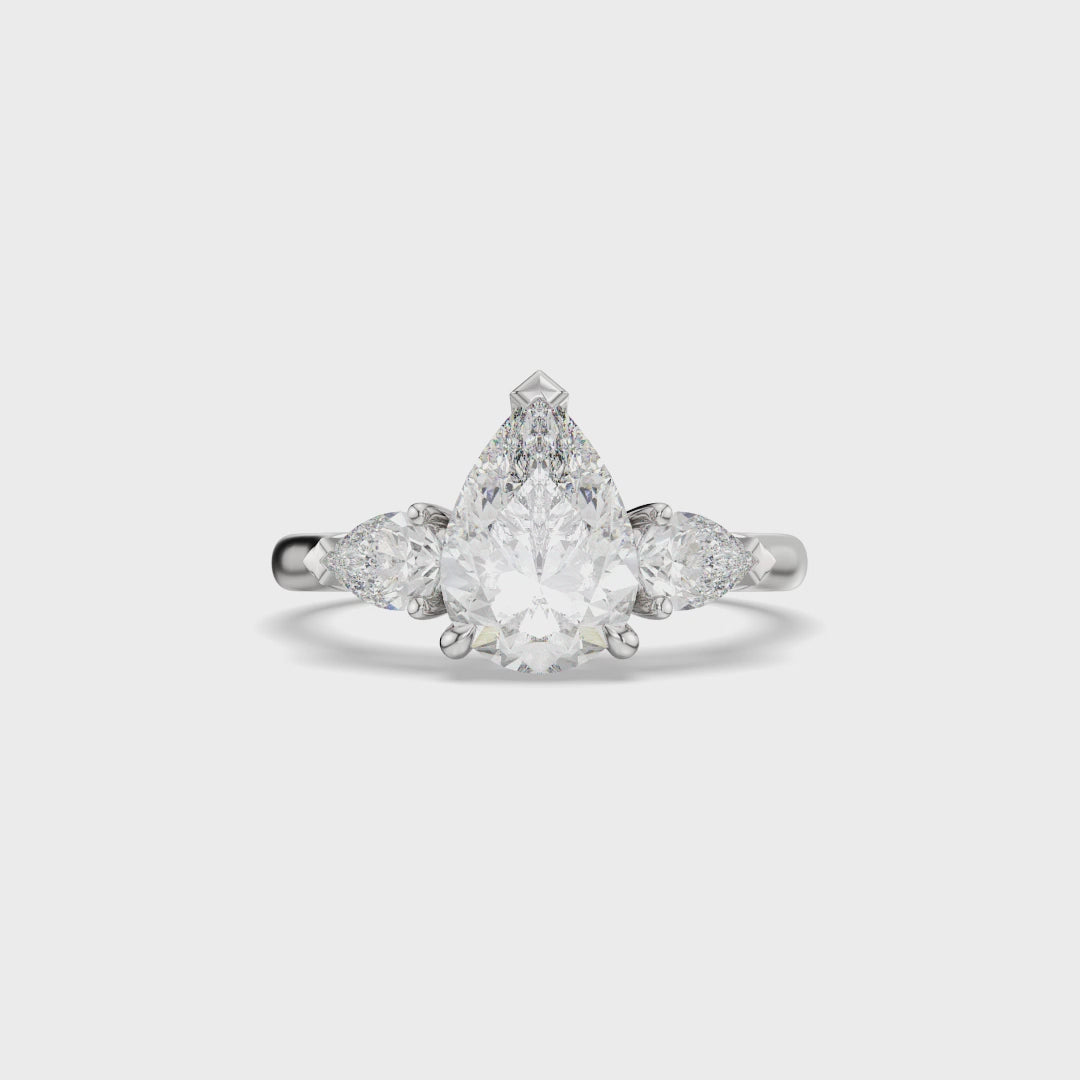Pear Cut Three-Stone Lab Diamond Engagement Ring
