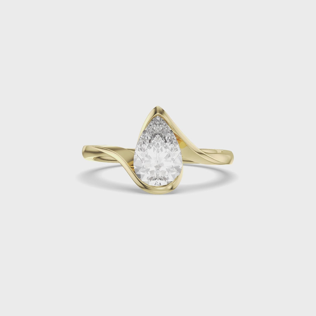 Pear Diamond Swirl Tension Engagement Ring