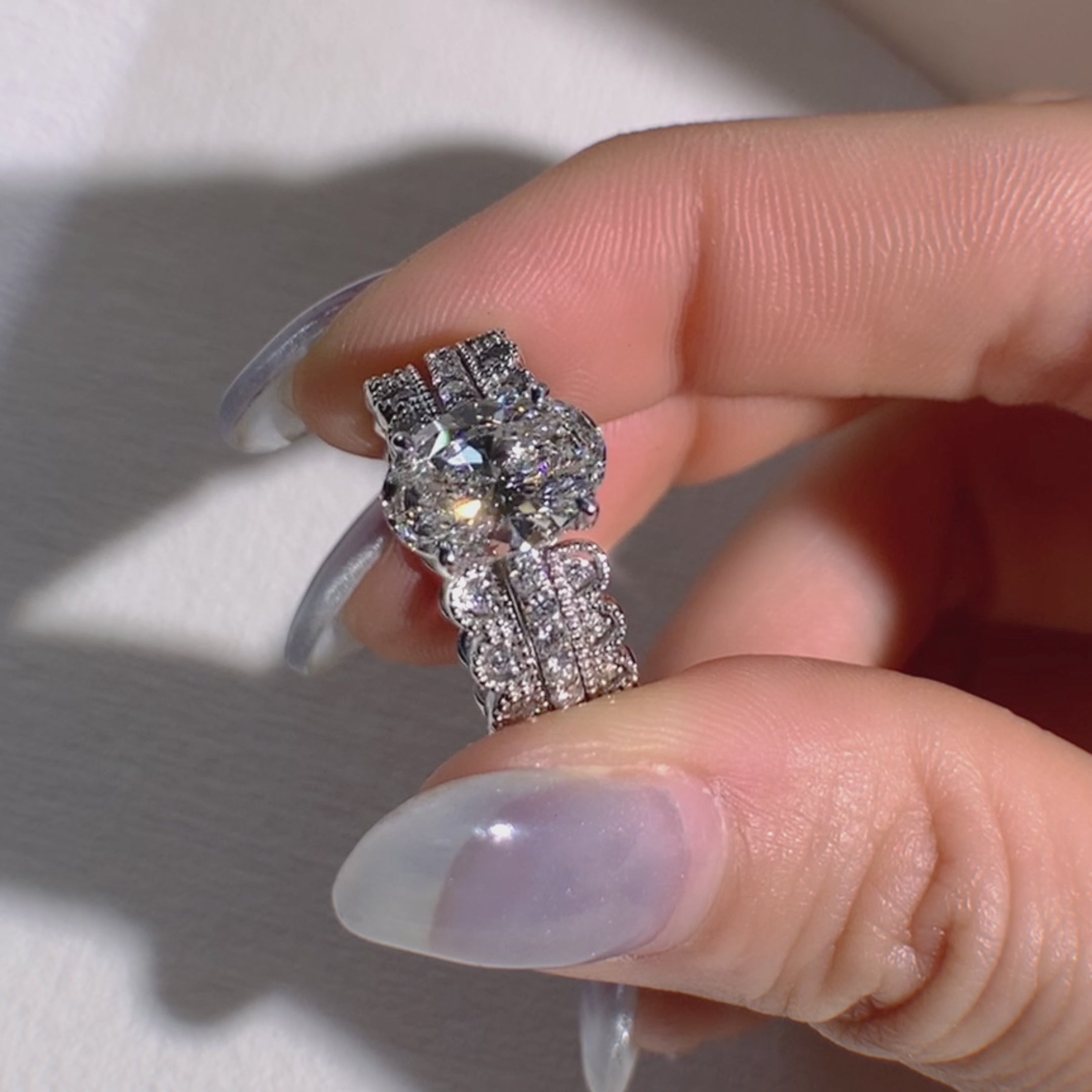 oval diamond ring set  3pieces