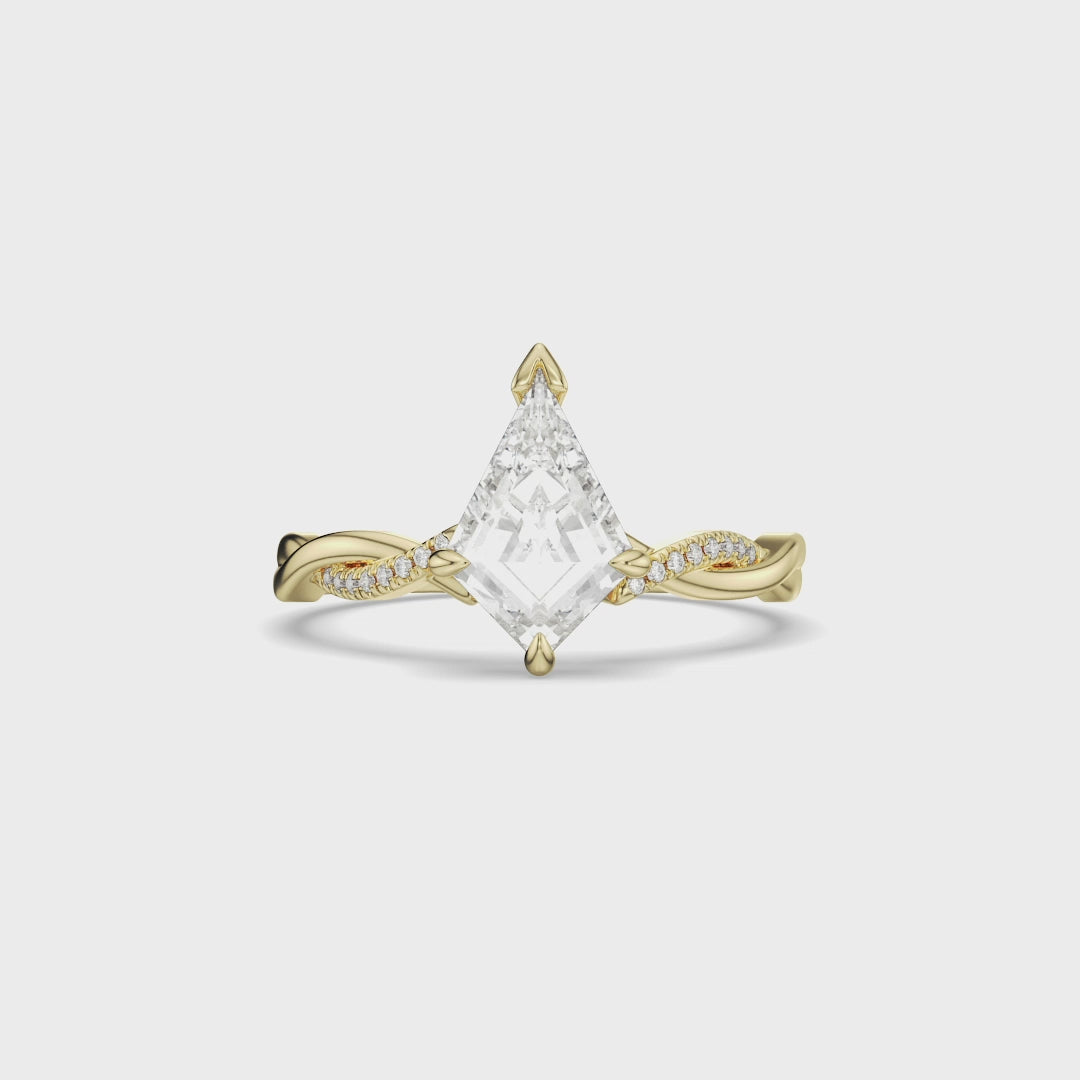 Kite Cut Diamond Twist Engagement Ring