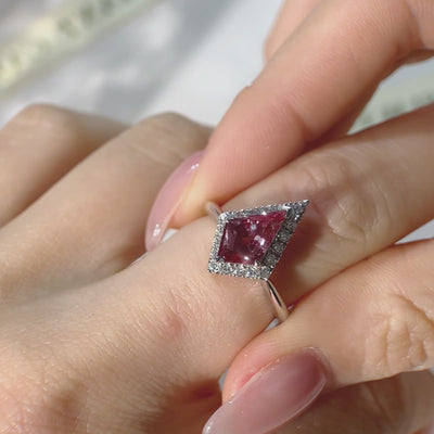Vedio of wearing a  kite cut Alexandrite Diamond Ring with Halo