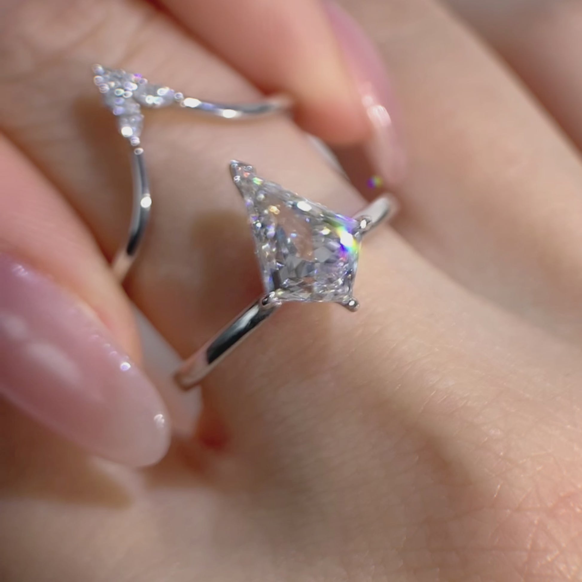 kite cut diamond ring set 2pcs