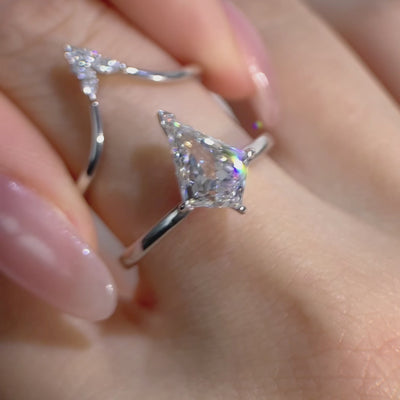 kite cut diamond ring set 2pcs