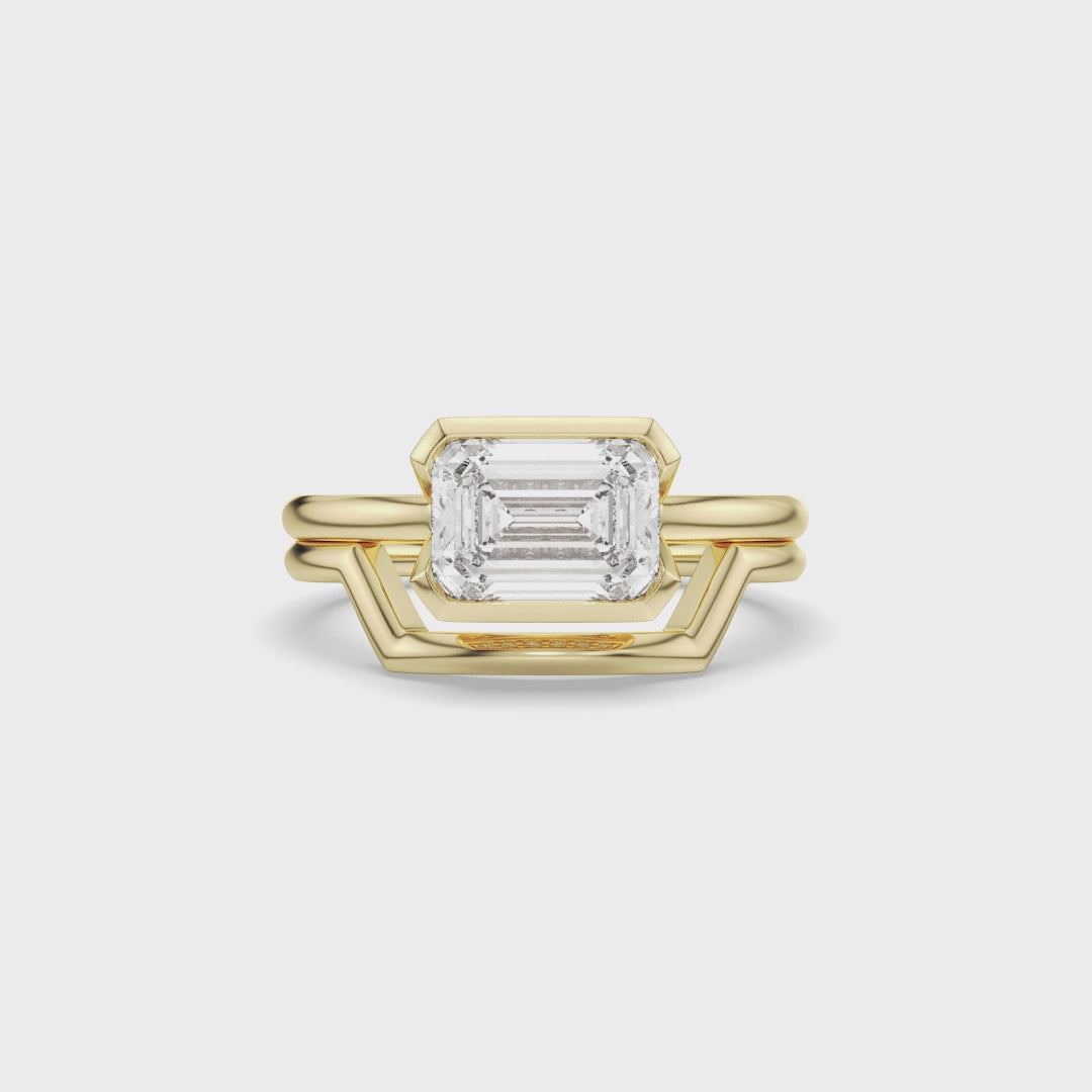 Emerald Cut Diamond 2PCs Bridal Set