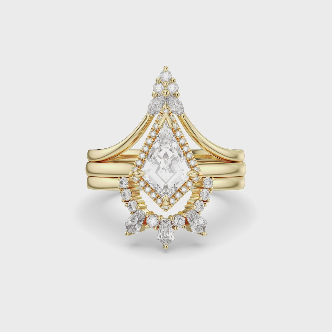 NEXUS Celeste Triple Band Kite-Cut Lab Diamond Bridal Set