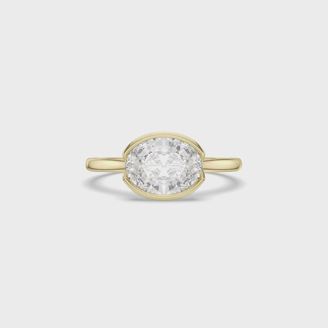 Oval Cut Bezel Set Diamond Solitaire Ring