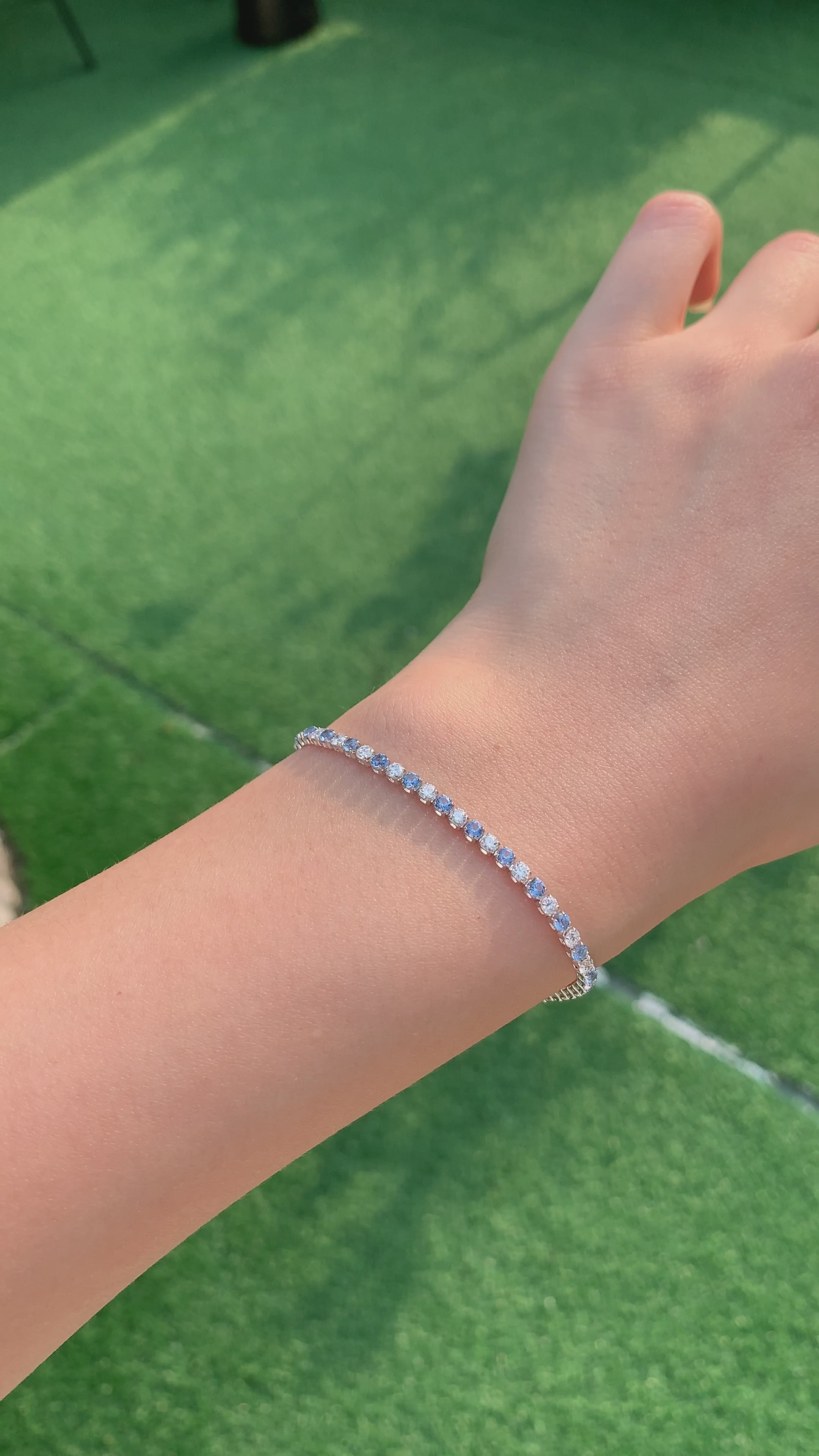 gemstones and diamond tennis chain 18K 