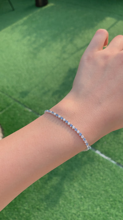 gemstones and diamond tennis chain 18K 