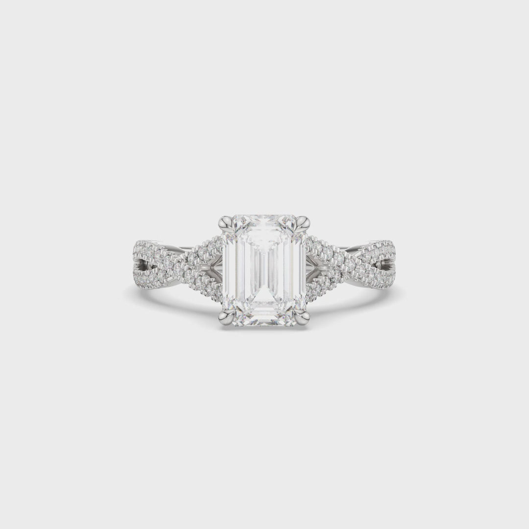 Emerald Twist Band Lab Diamond Engagement Ring