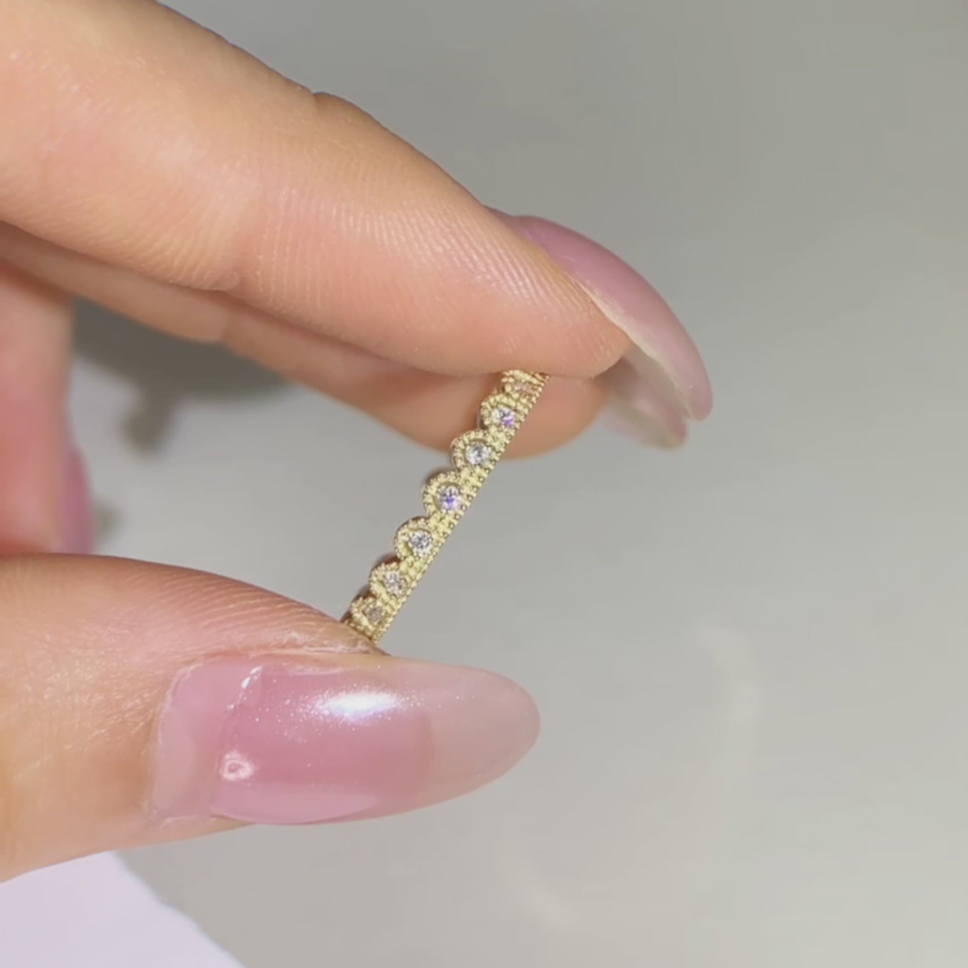 holidng a Vintage Milgrain Pavé Diamond Open Band Ring 