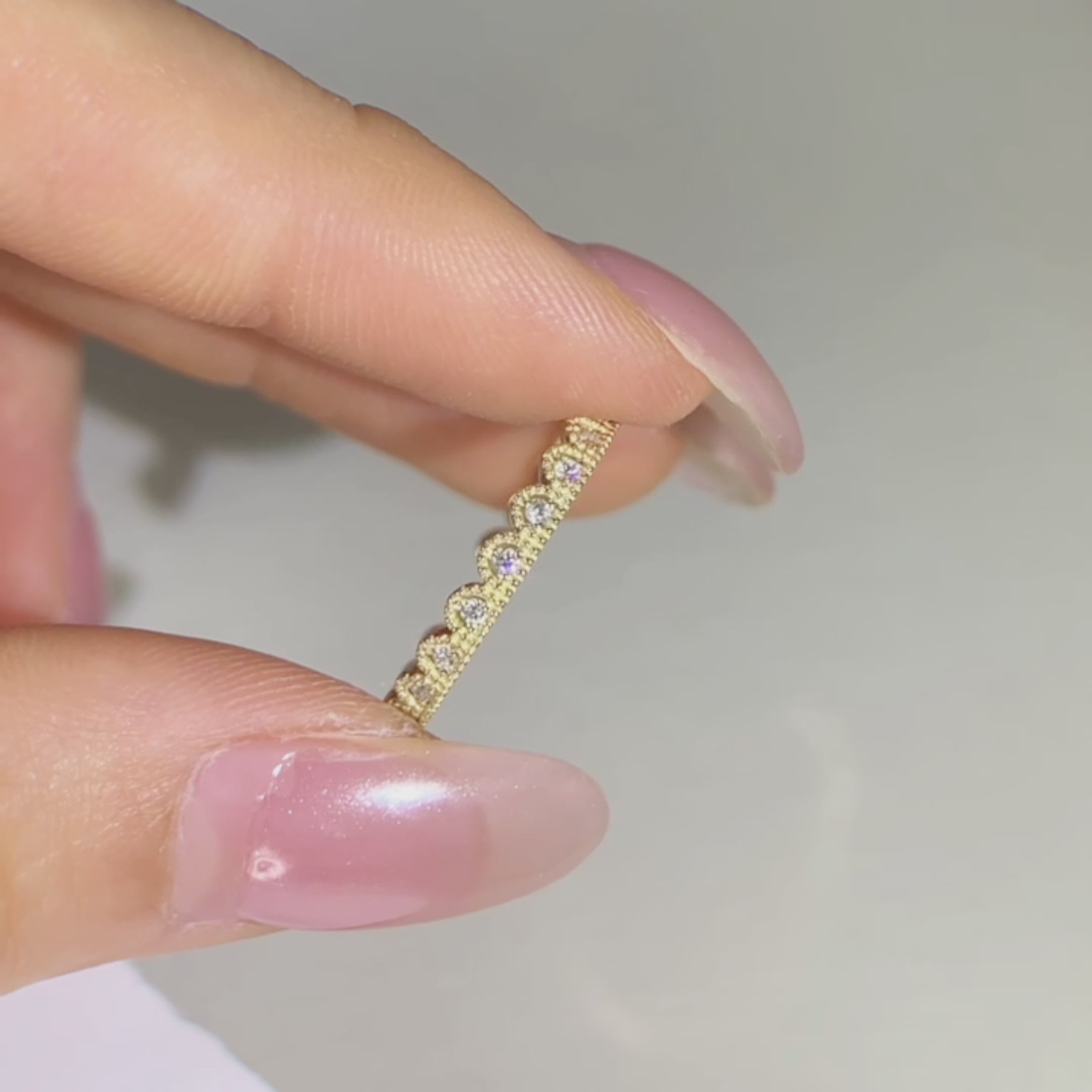 holidng a Vintage Milgrain Pavé Diamond Open Band Ring 