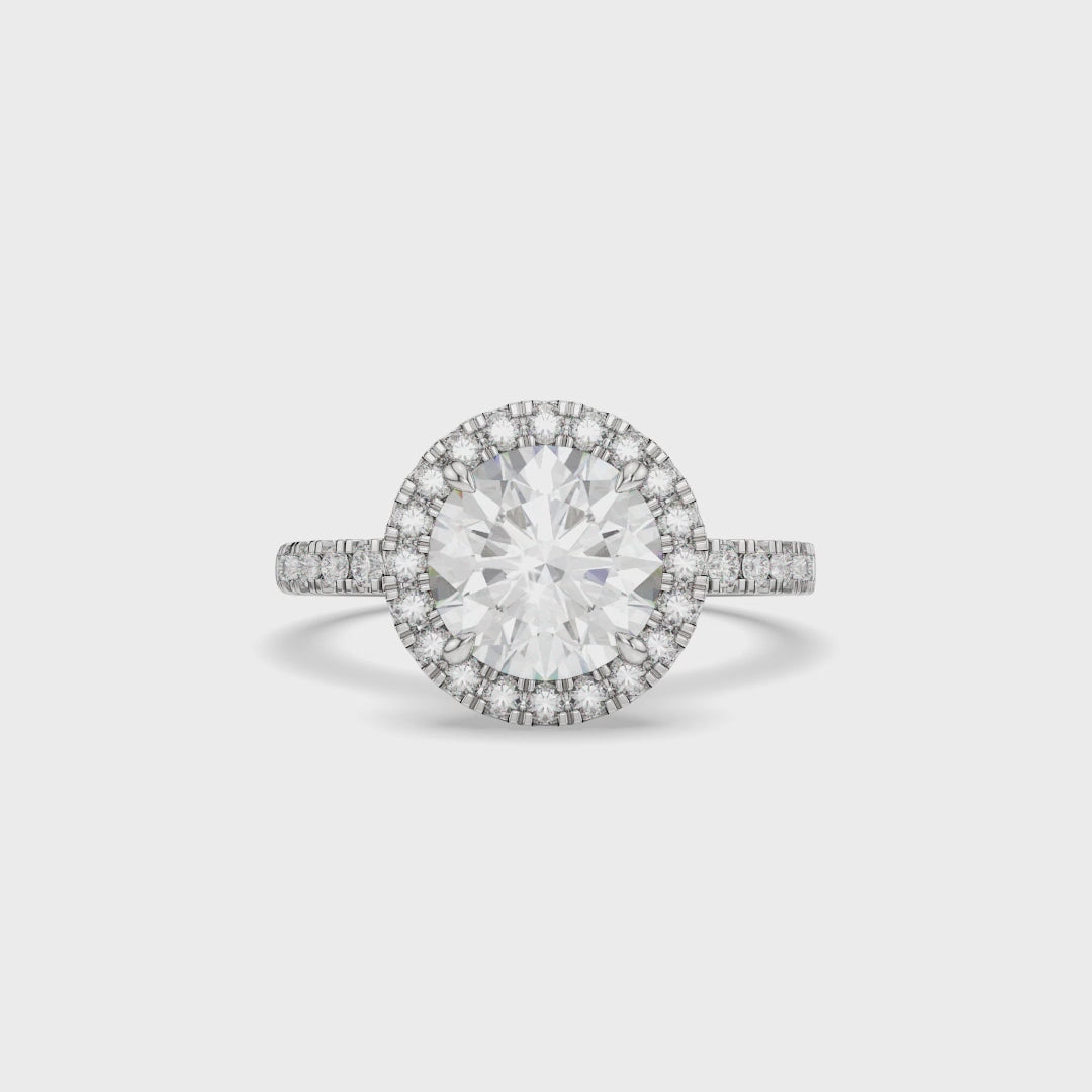 Round Halo Pavé Band Lab Diamond Engagement Ring
