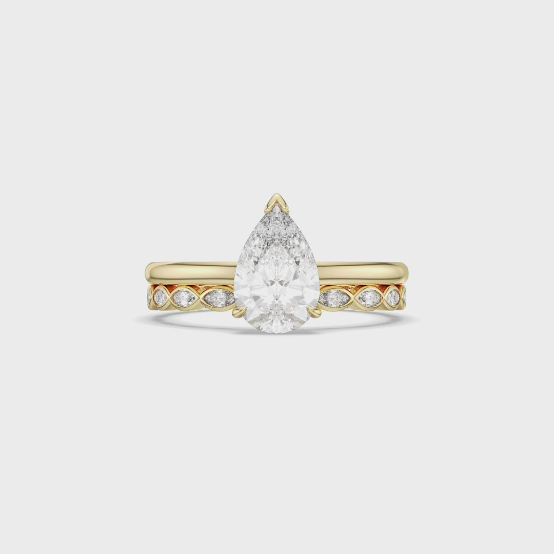 Pear Cut Bridal Set with Marquise Diamond Band