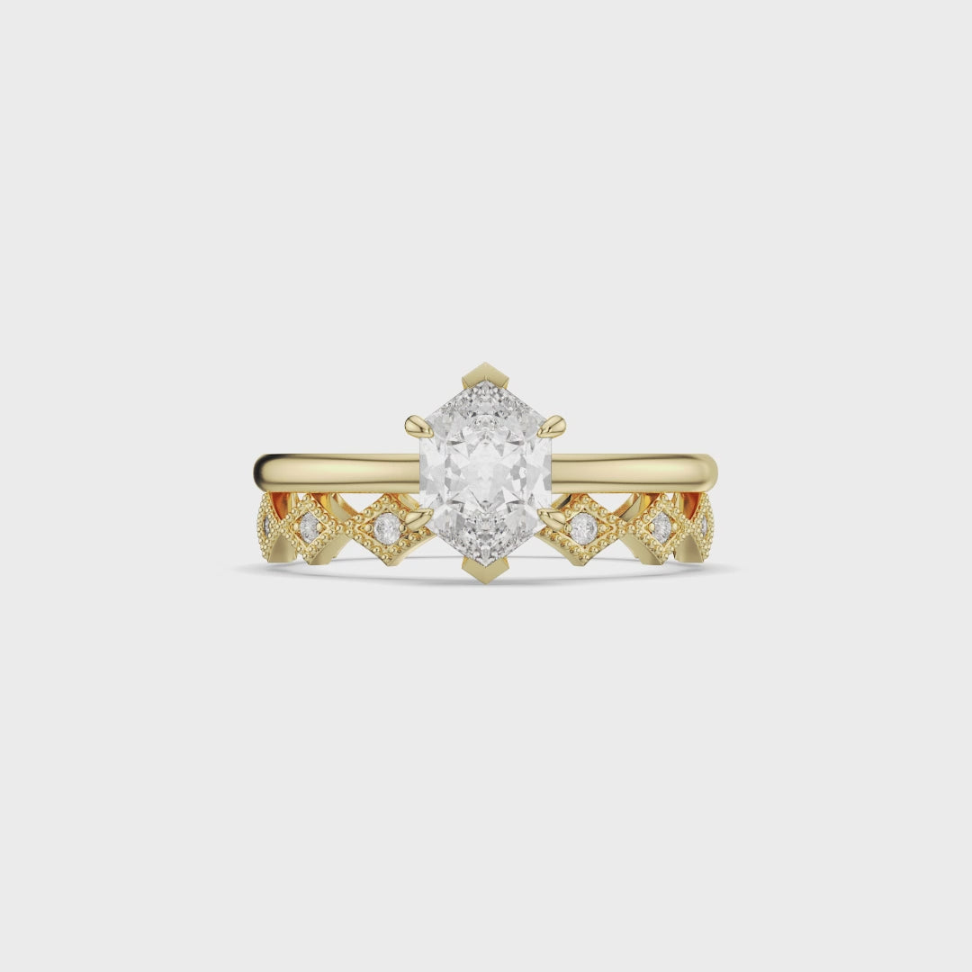 Hexagon Cut with Classic Matching Band Bridal Set