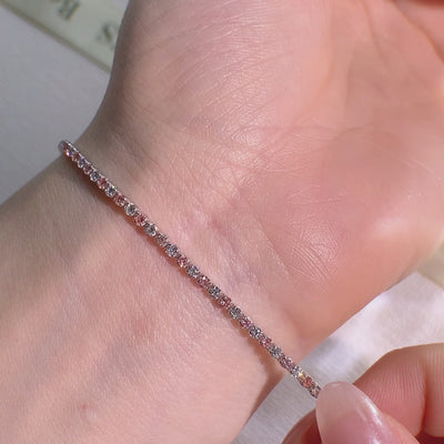 pink and white diamond tennis chain 
