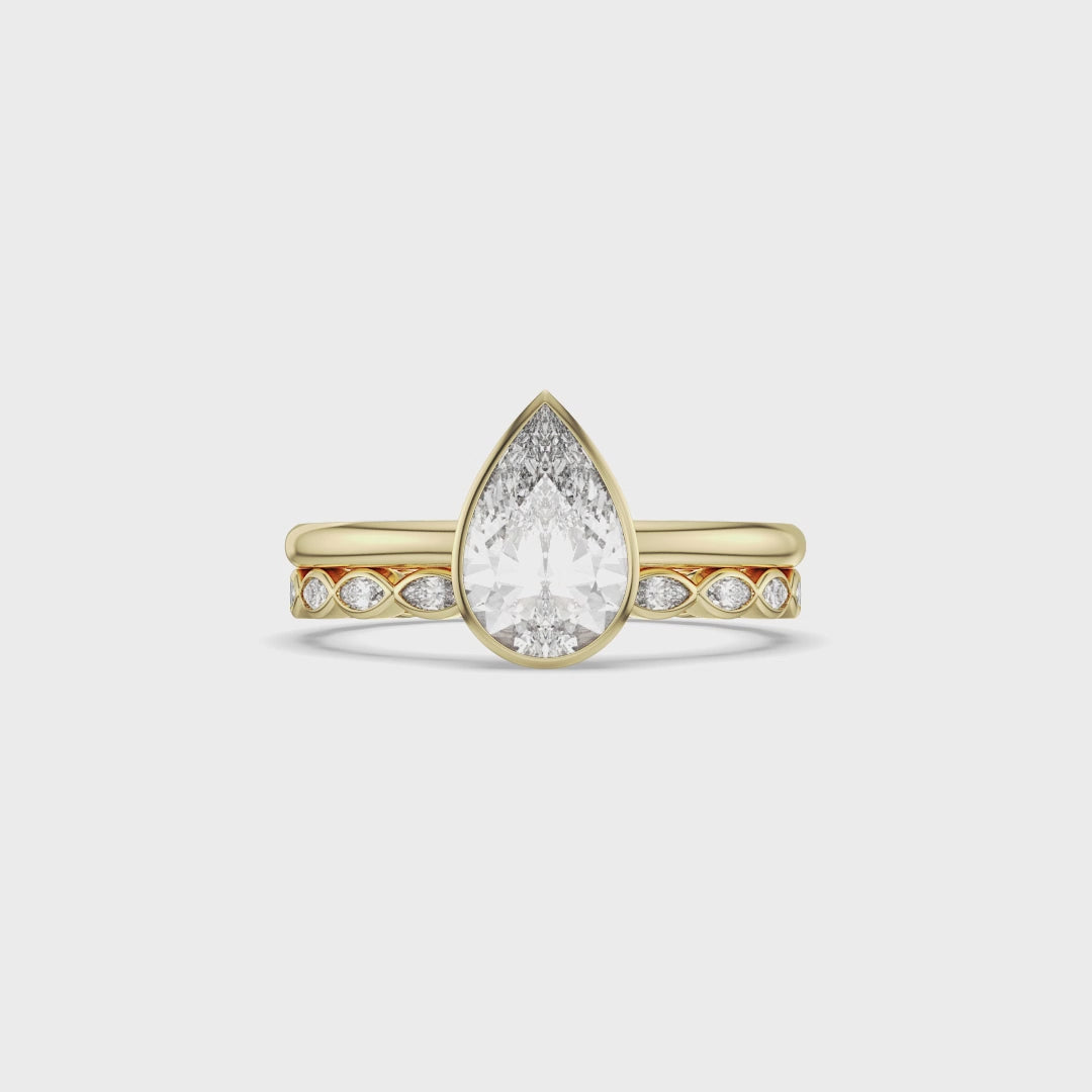 Pear Bezel Bridal Set with Marquise Diamond Band