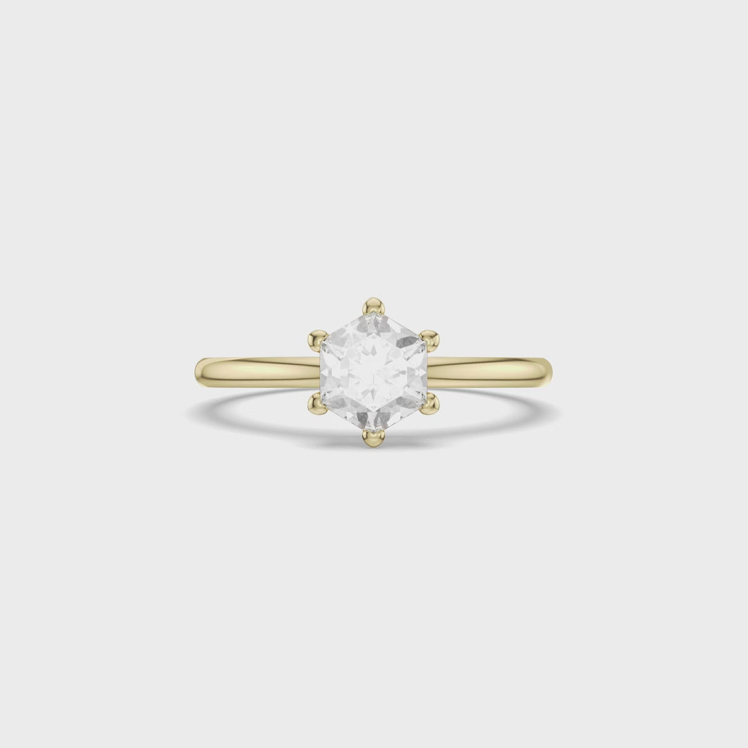 Hexagon Solitaire Minimalist Glamour Engagement Ring