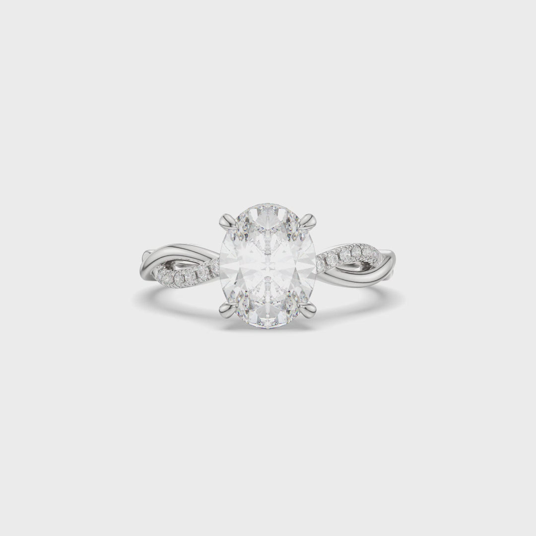Oval Cut Diamond Ring Featuring a Modern Twist Band