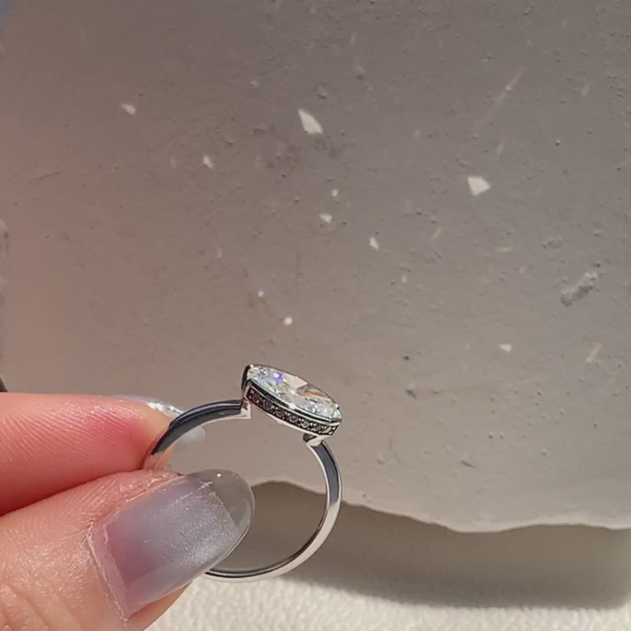 West-East Bezel Oval Lab Grown Diamond Golden Ring