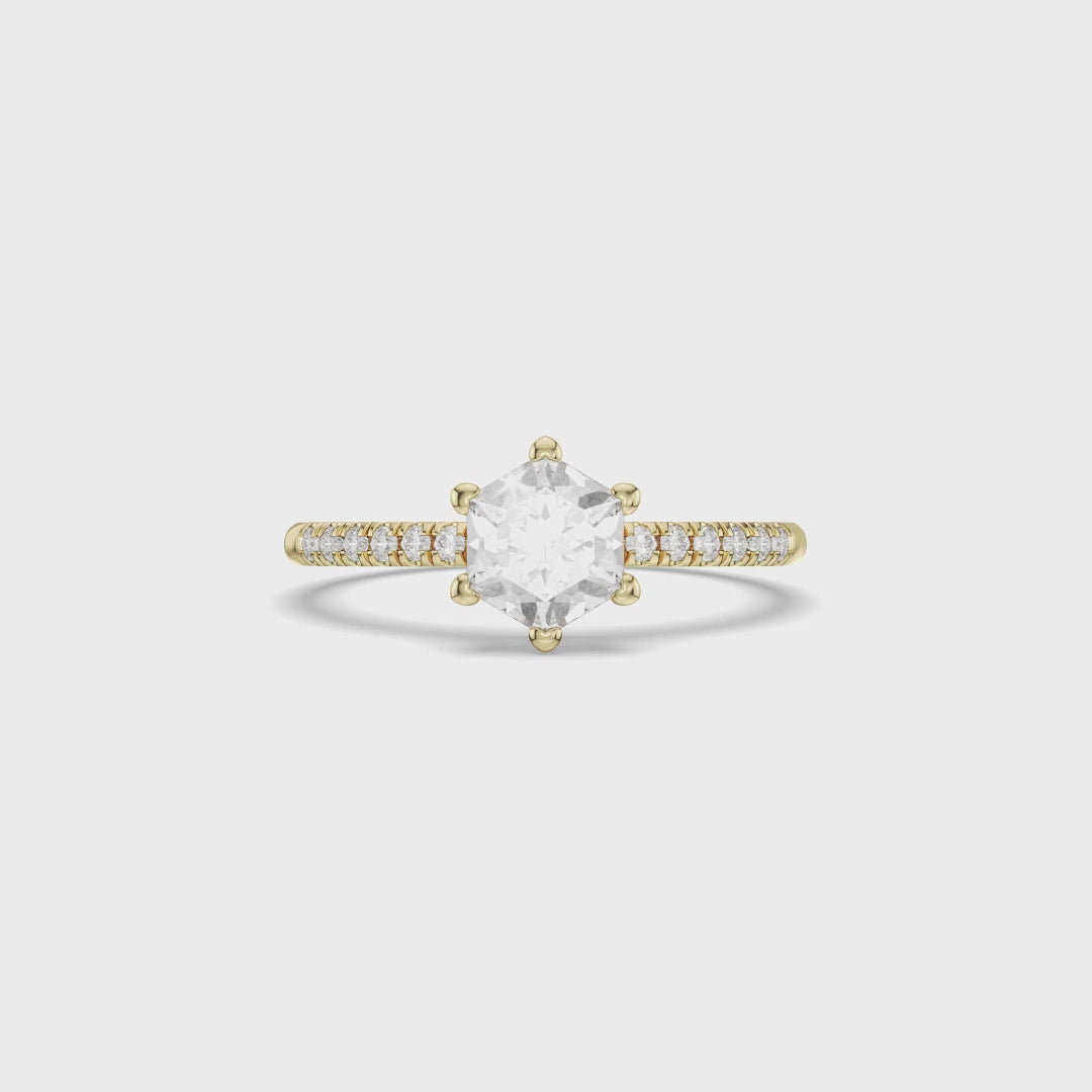 Hexagon Diamond Pavé Engagement Ring