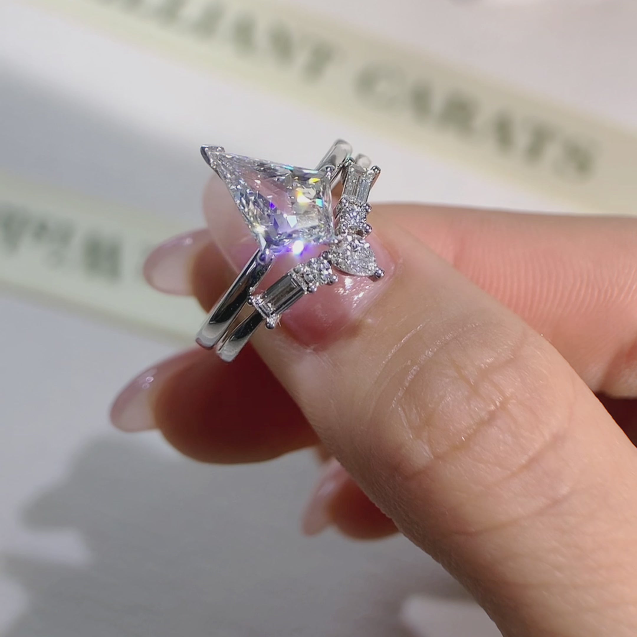 NEXUS Kite Cut Lab Diamond Graceful Harmony Bridal Set 2PCs