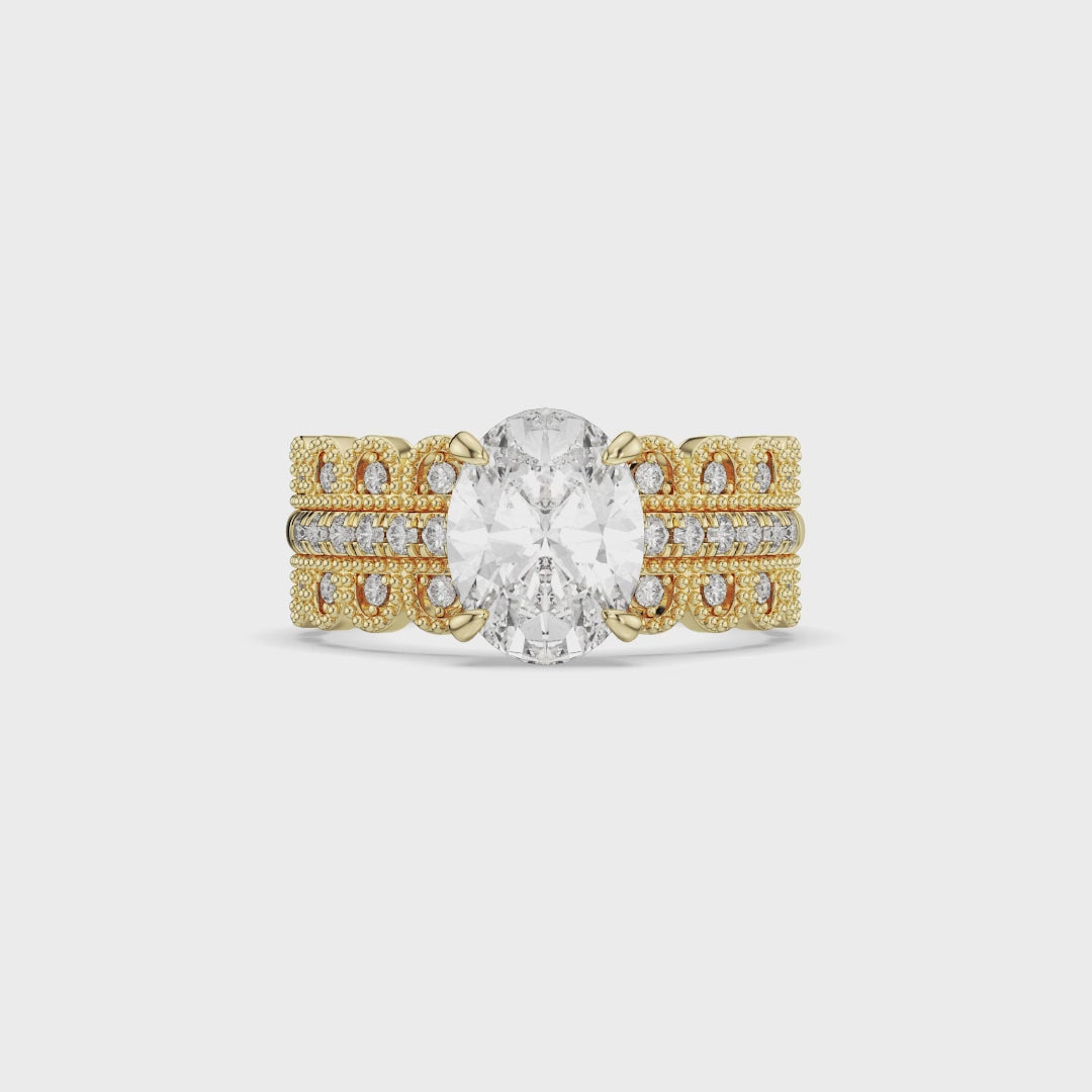 Oval Cut Lab Diamond Bridal Set 3 PCs