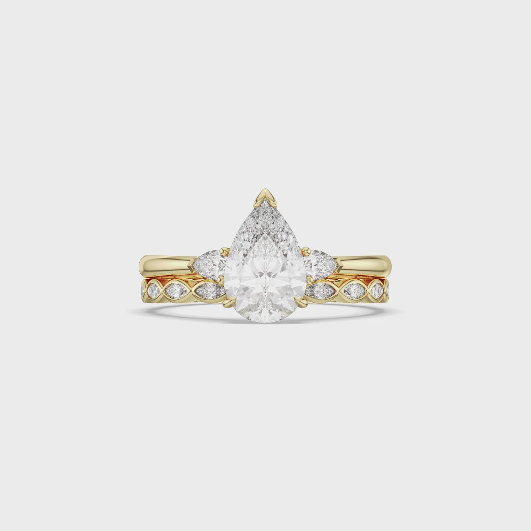 Pear Cut Diamond with Marquise Band Bridal Set