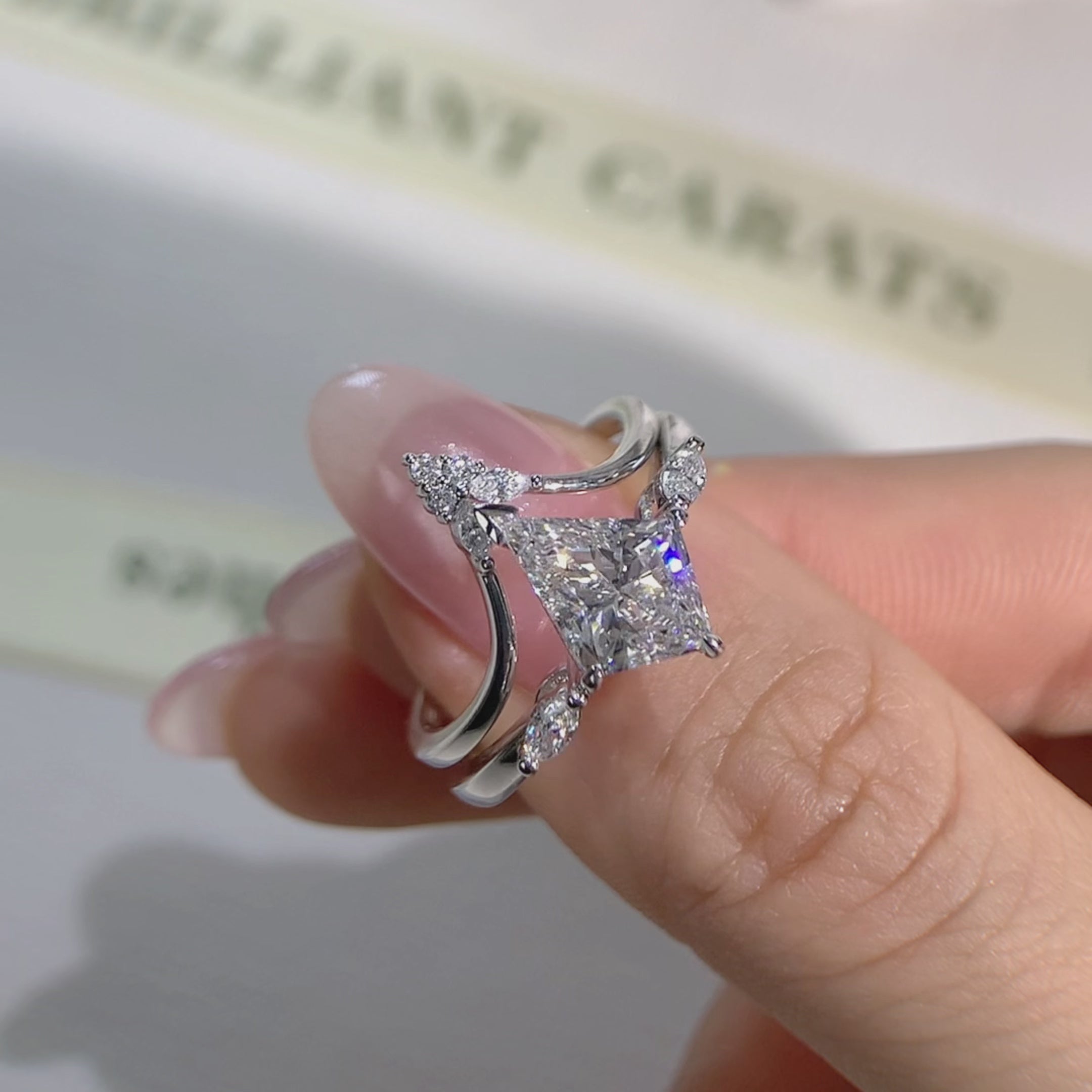 NEXUS Kite Cut Lab Diamond Luminous Duet Bridal Set 2PCs