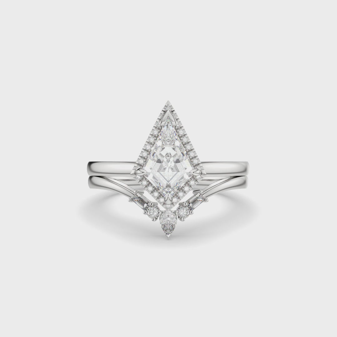 NEXUS Kite Cut Lab Diamond Halo Starlight Bridal Set 2PCs