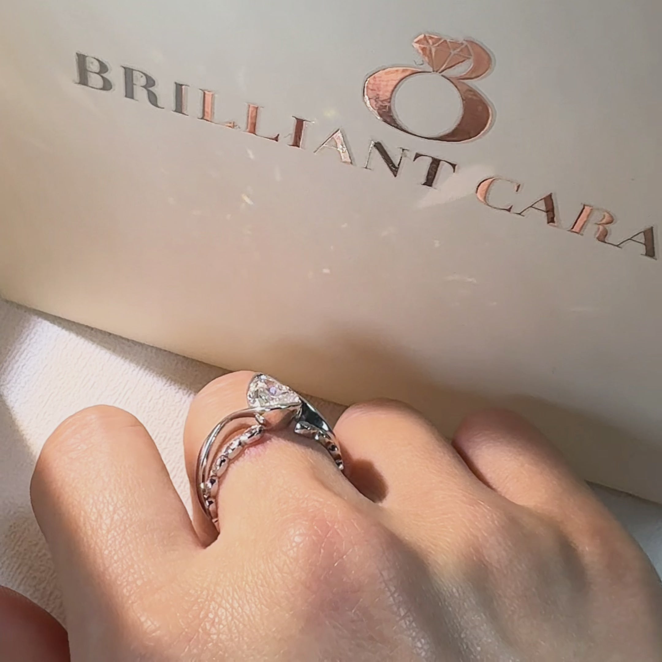 Celeste Pear Twist Lab Diamond Engagement Ring| Half Bezel